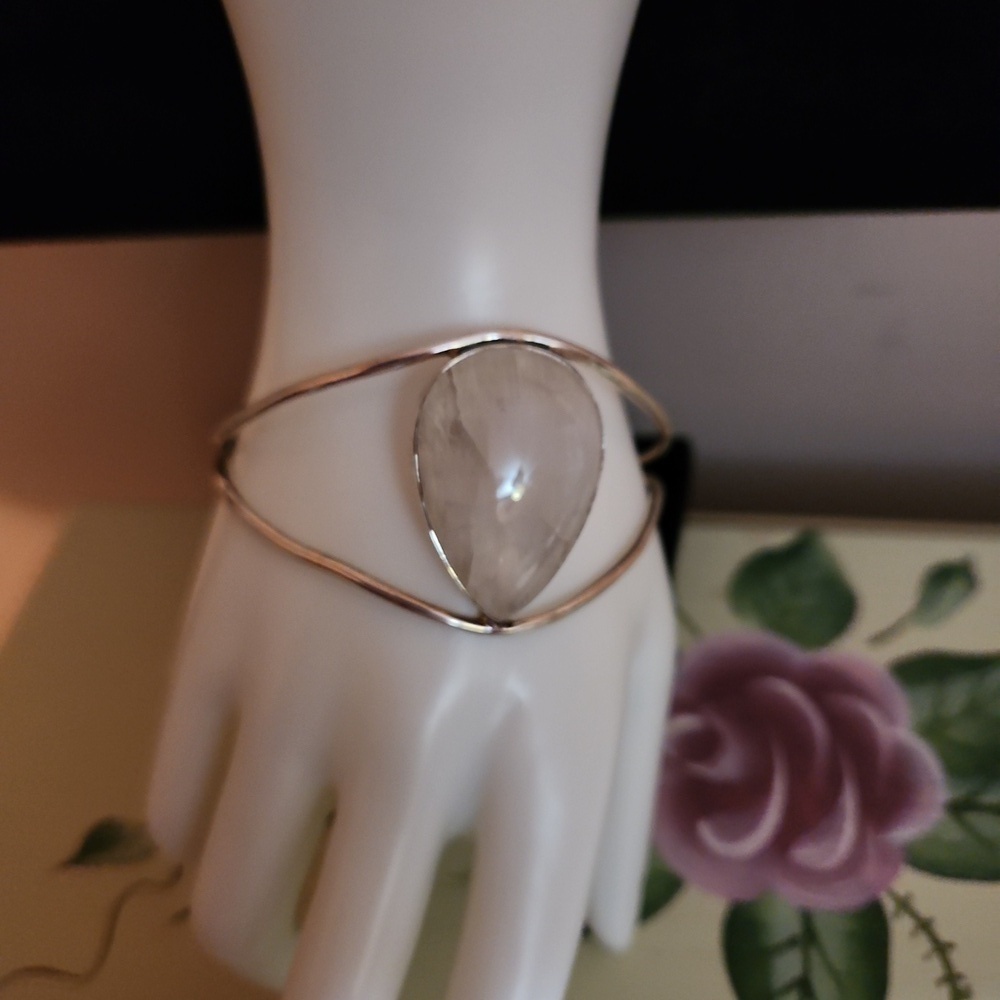 Artisan of India Sterling Silver Moonstone Cuff Bracelet